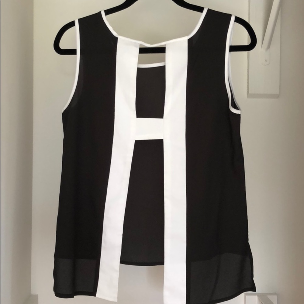 Open back black and white top